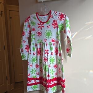 Kids Festive Snowflake Dress - Red and Green
